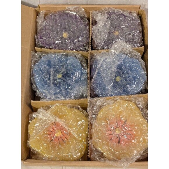 NOS Floating Candles Flowers Home Interiors Pansies Set Of 6 Garden Party Vtg - Picture 3 of 16